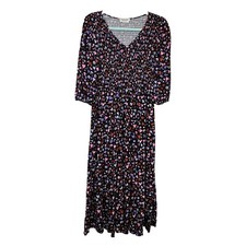 Sugarhill Boutique Maxi Dress Black Heart Animal Print Tiered 3/4 Sleeve UK 8