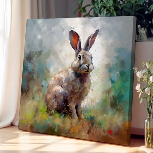 Rabbit impressionism canvas - rabbit,