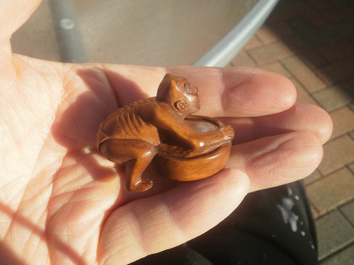 Hand carved wood - wood, oni