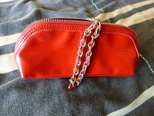 GORGEOUS RED PATENT 'TOUCH' SMALL CLUTCH BAG BY MANGO. (9 X 4 X 2.5'')