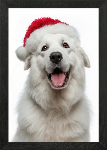 Kuvasz dog wearing santa hat - kuvasz,