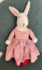 VINTAGE HAND CRAFTED DRESSED WHITE RABBIT TOY