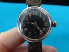 WW1 1917 Officers Black Face Silver Wrist Watch by Wilson with Talis Movement