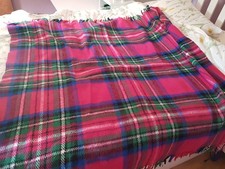 Vintage Pink Tartan Blanket Throw Picnic Acrylic 160cm x 145cm