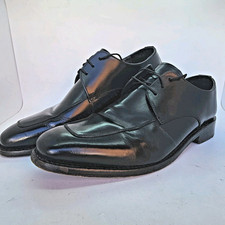 Samuel Windsor Shoes Mens UK 11 Black Leather Handmade Lace Up Square Toe