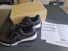Michael Kors Mabel Glitter Mesh And Suede Black Bronze Wedge Trainers Uk 6