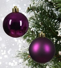 24 Fig Purple Christmas Tree Baubles Shatterproof Hanging Decorations 6cm Round