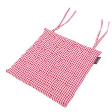 Seat Pad Cushion Gingham Check Raspberry Square 41x41cm Cotton Chair Bench