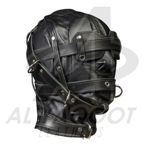 Leather bondage full - face, hood