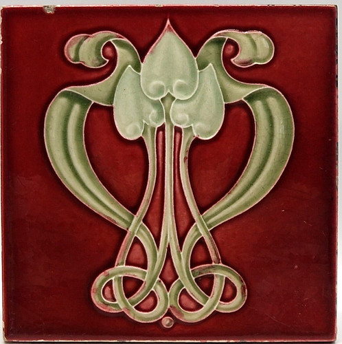 Art nouveau fireplace - nouveau, tile