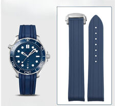 Premium Rubber Silicone Watch Band Strap Folding Buckle 20mm for Omega Seamaster