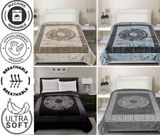 Warm Thermal Soft Velvet Faux Fur Mink Throw Fleece Blanket Greek Border Design