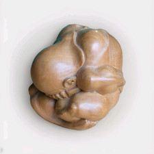 Wooden Carved Weeping Buddha Figure Statue Buddhist Buddhism Wood Figurine