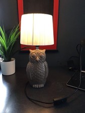 Owl Ceramic lamp With Shade. ⭐️ Unknown Makers.