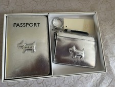 Genuine RADLEY PASSPORT WALLET & Small Coin Purse Metallic Silver Boxed Bnwt