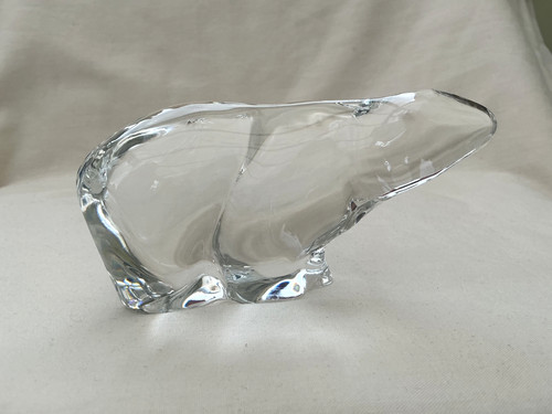 Clear art glass polar bear - clear,