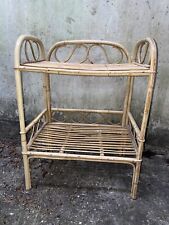 Vintage Wicker Cane Bamboo Bookcase Shelving Storage Display Unit Boho