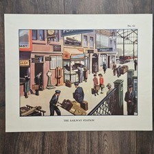 Vintage Macmillans School Poster The Railway Station