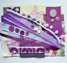 Lavender / Lilac Fabric Scrap Bundle: Junk Journal Collage Sewing Scrapbooking