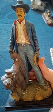 13" Resin Cowboy Holding Saddle , Fine Detail