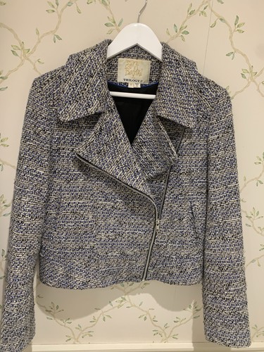 Blue white tweed boucle - tweed, (boucle