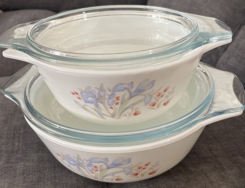 Pyrex blue iris casserole - pyrex,