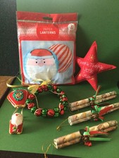 Vintage retro kitsch Mixed Bundle Christmas Decorations GC scrolls,lanterns etc.