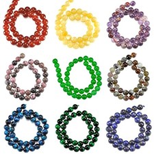 Natural Gemstone Round Beads Genuine Stone Beads 10mm Jewellery Making UK Strand