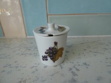 Royal  Worcester Evesham Mustard / Mint Sauce Pot & Lid Straight Sided Vintage