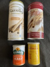 Food Advertising Tins x 4 : Wafer Rolls & Allinson Dried Yeast. 2001-12