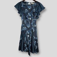 CELIA BIRTWELL Topshop Womens Navy Ruffle Floral Vintage Style Dress SIZE UK-6