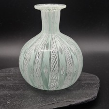 Vintage Venetian Murano Italy Zanfirico Latticino Ribbon Glass Vase Zanetti? 