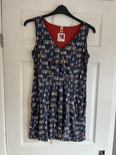 Weird Fish Navy People Print Soft Cotton Floaty Longline Top Size 12 Brand New