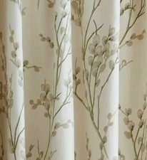 Laura Ashley Pussy Willow Natural Lined Curtains Cotton  Cottage Botanical 