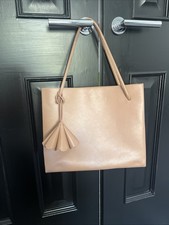 Zara Tan Faux Leather Shoulder Handbag With Flower Attachment