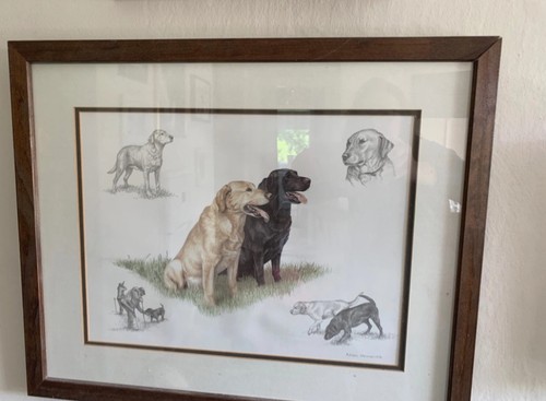 Signed print labradors by - signed,