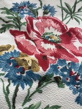 Vintage Late 1930s / 1940s Screen Print Flower Fabric Panel