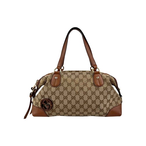 Gucci brown canvas boston - gucci,