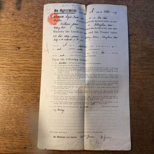 1939 tenancy agreement - tenancy, cottage