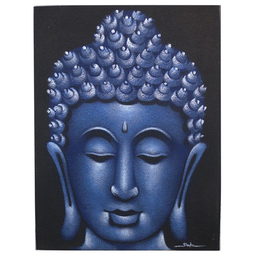 Buddha painting blue sand - -,