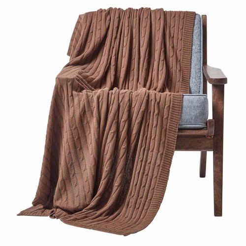 Cotton cable knit throw - cable,