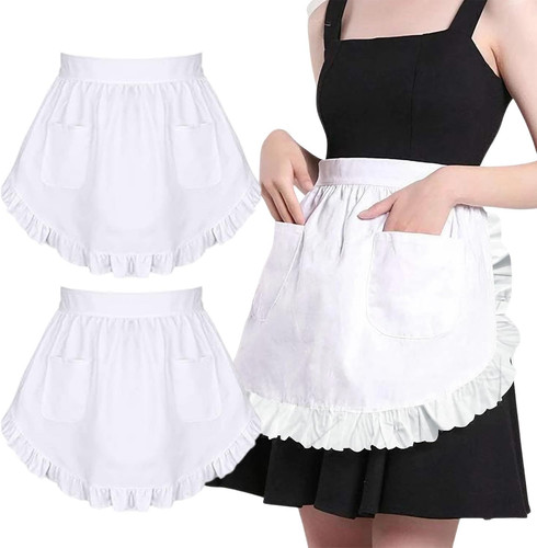 2pcs half white - white, frilly