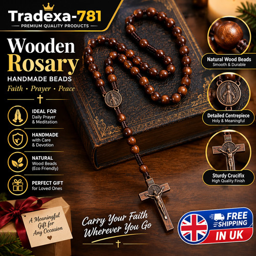 Wooden rosary cross - rosary,
