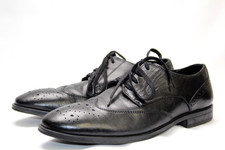 S. OLIVER black leather lace up men's wingtip shoes UK 9 EU 43