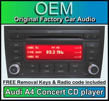 Audi A4 CD player, Audi A4 Concert car stereo head unit with radio code + keys