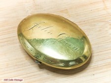 Gold Tone Brass inscribed John Green-7cm-Vintage Miners Snuff Box-Tobacciana-1ye