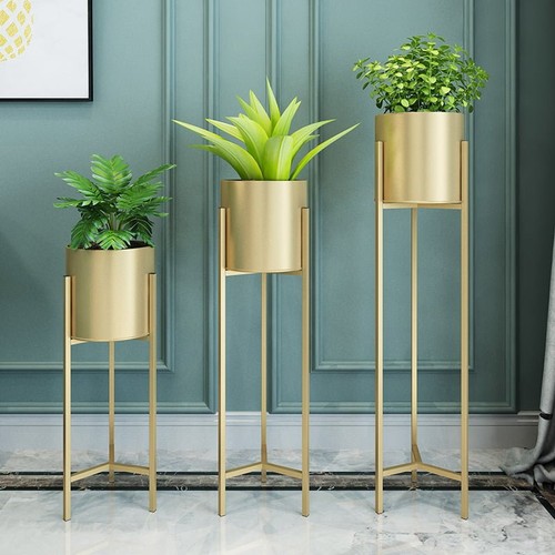 Tall modern gold metal plant - gold,