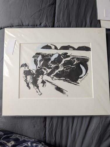 Original ink drawing dog - ink,
