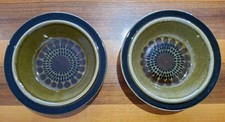 2 Arabia Finland Kosmos Dessert Cereal Soup Bowls 7" Green & Brown