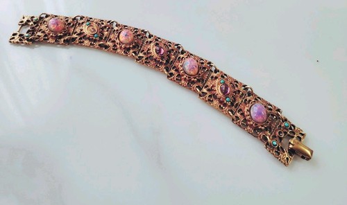 Antique pink opal - antique, gold